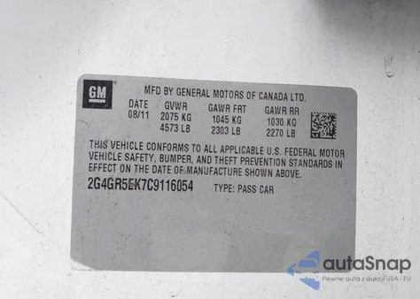 2012 Buick Regal from USA, damaged, VIN 2G4GR5EK7C9116054